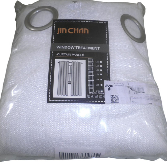 White Weave Sheer Curtains, 2 Panels @ 52"W x 108"L, Rod Pocket or Back Tab - Picture 7 of 9